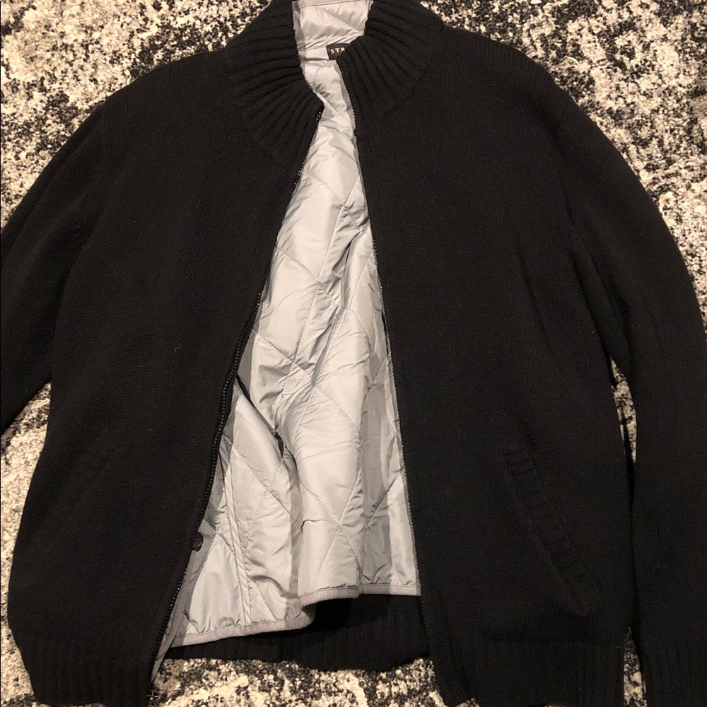 Structure Men's Dark Zip-Up Sweater with Light Lining